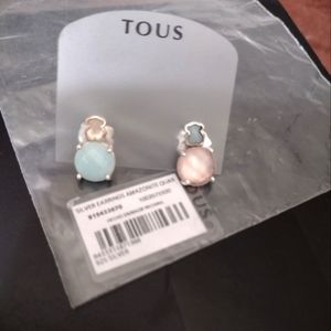 TOUS Amazonite and pink quartz stud  earrings